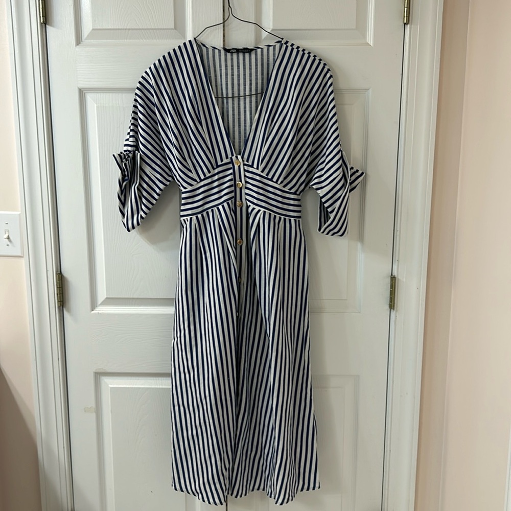 Zara Gold Button tie back dress